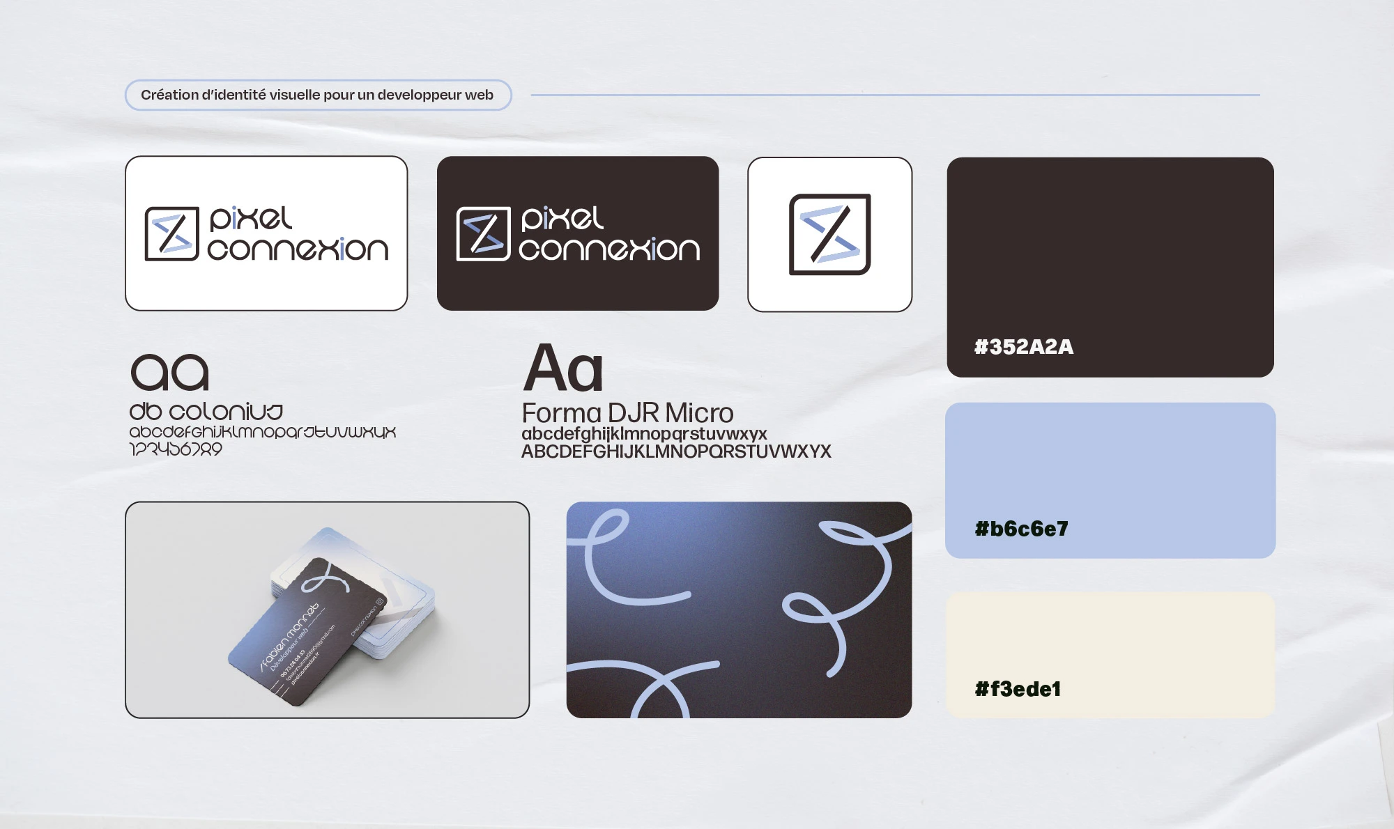 Planche de présentation des éléments de la charte graphique pour un développeur web, réalisé par Candice Chauvet