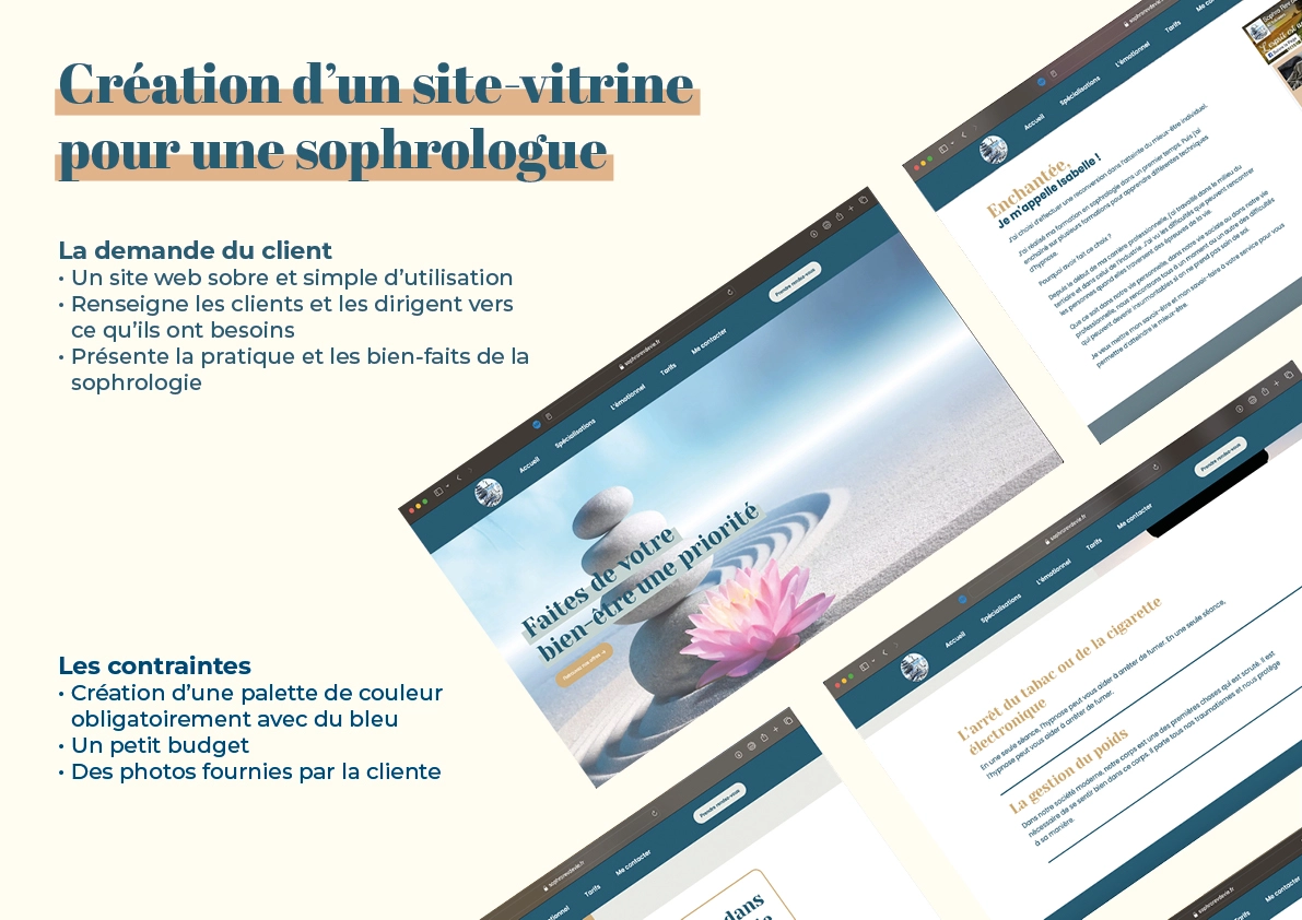 Présentation site internet pour uneSophrologue aux alentour de Poitiers dans la Vienne