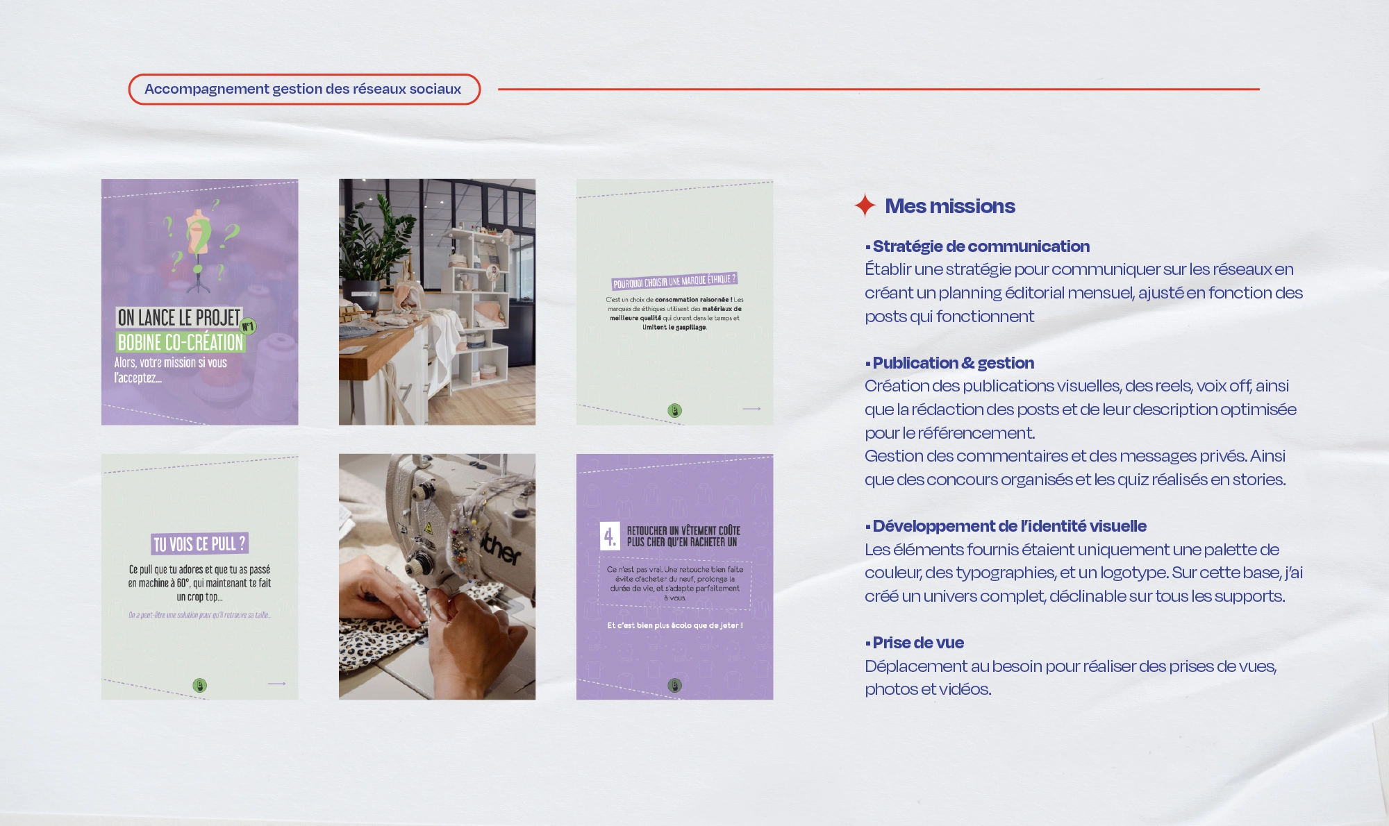 Présentation gestion des réseaux sociaux pour l'entreprise Bobine à Poitiers