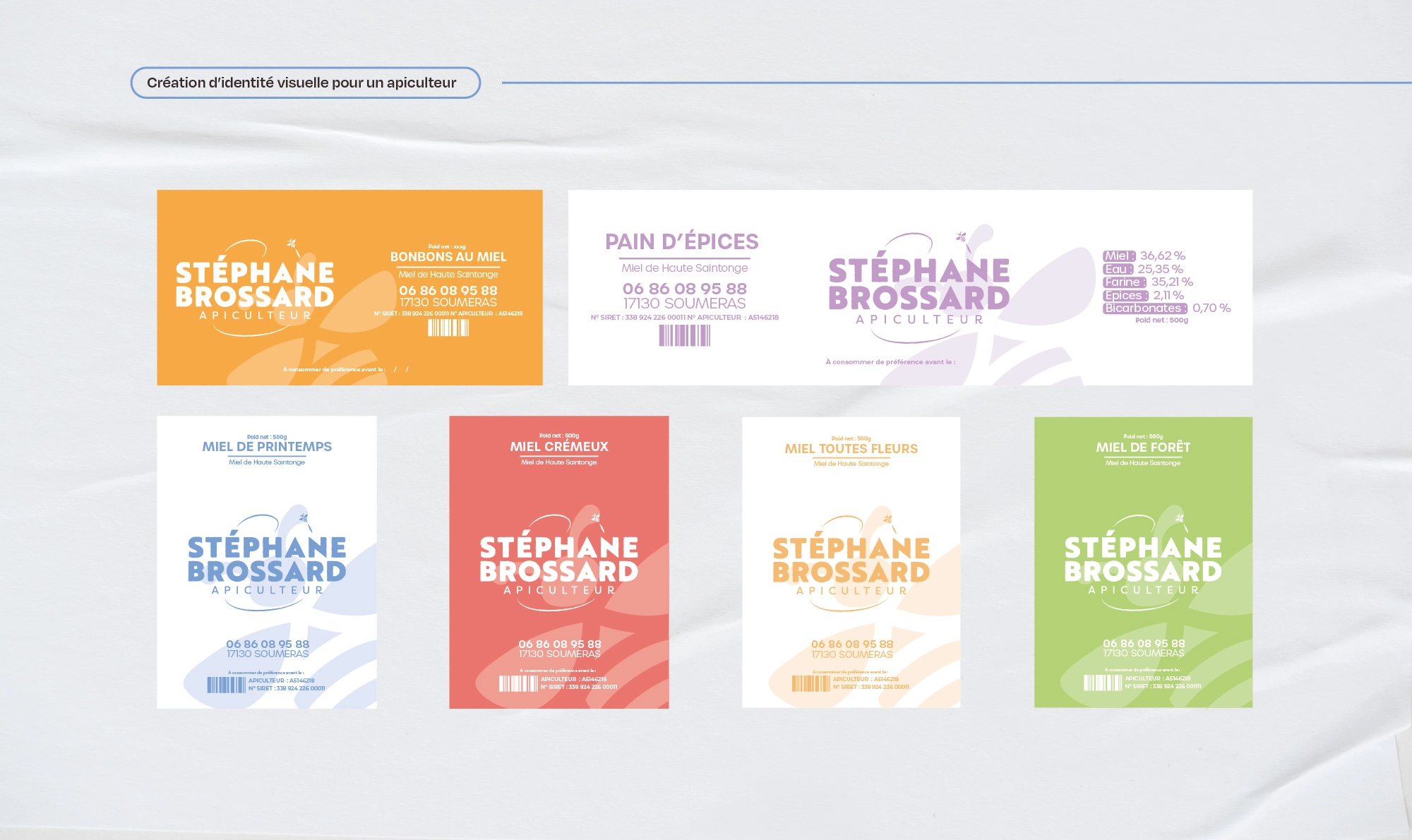 Présentation réalisation d'étiquette pour des pots de miel, nougats, etc.