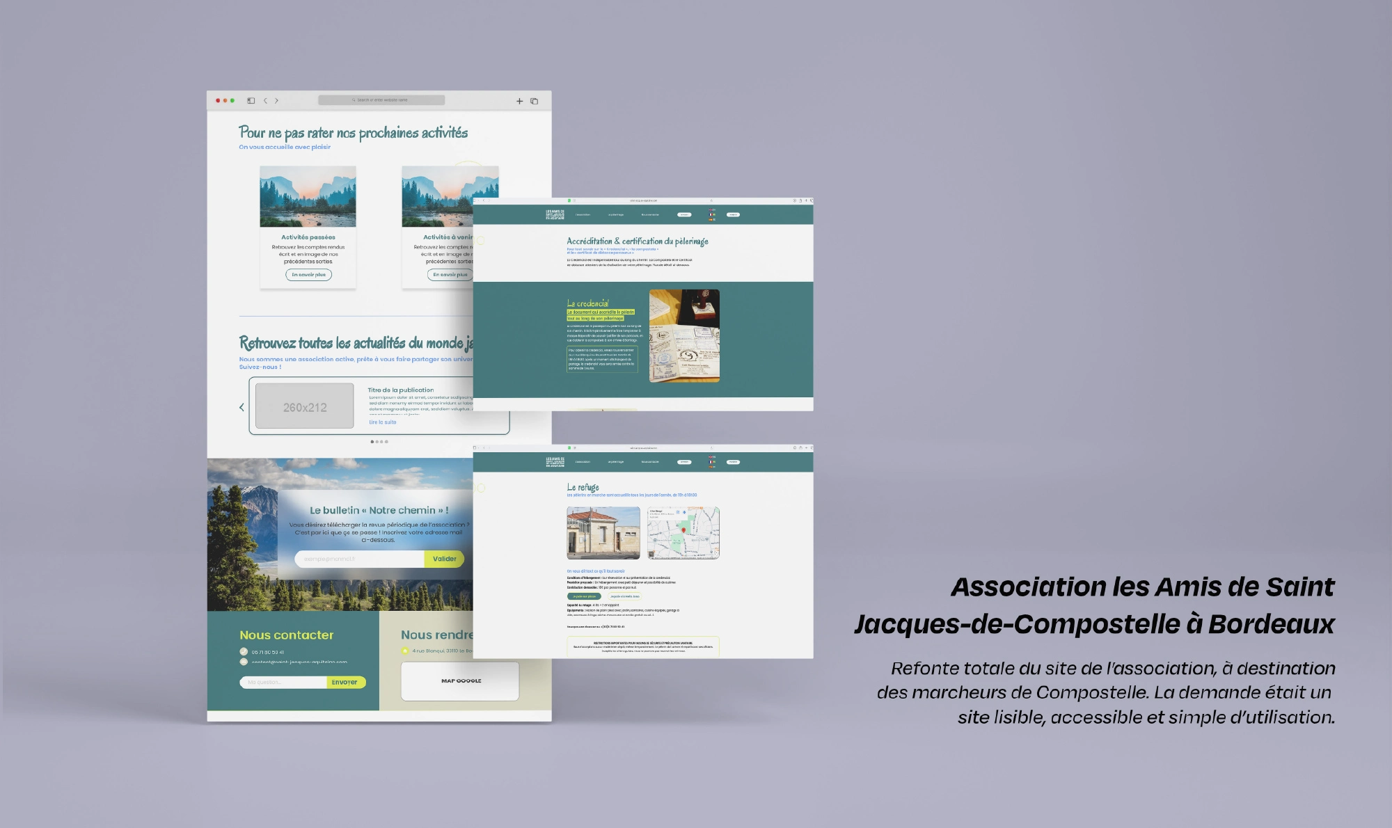 Image de présentation de la création du site internet de l'association de Saint-Jacques de Compostelle de Bordeaux